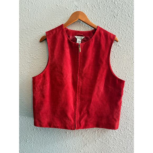 Stonebridge Women's Red Leather Vintage Vest Size Large - Picture 1 of 6